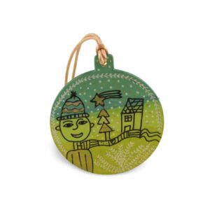 Zöld fiús karácsonyfadísz